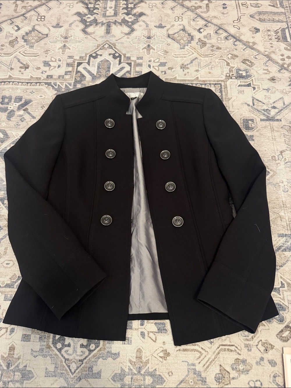 Tahari Arthur S Levine Women’s 4P Black Military Double Breasted Jacket - Picture 2 of 4